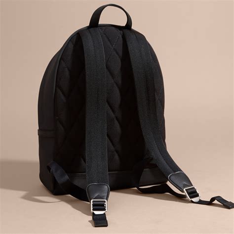 leather trim technical backpack burberry